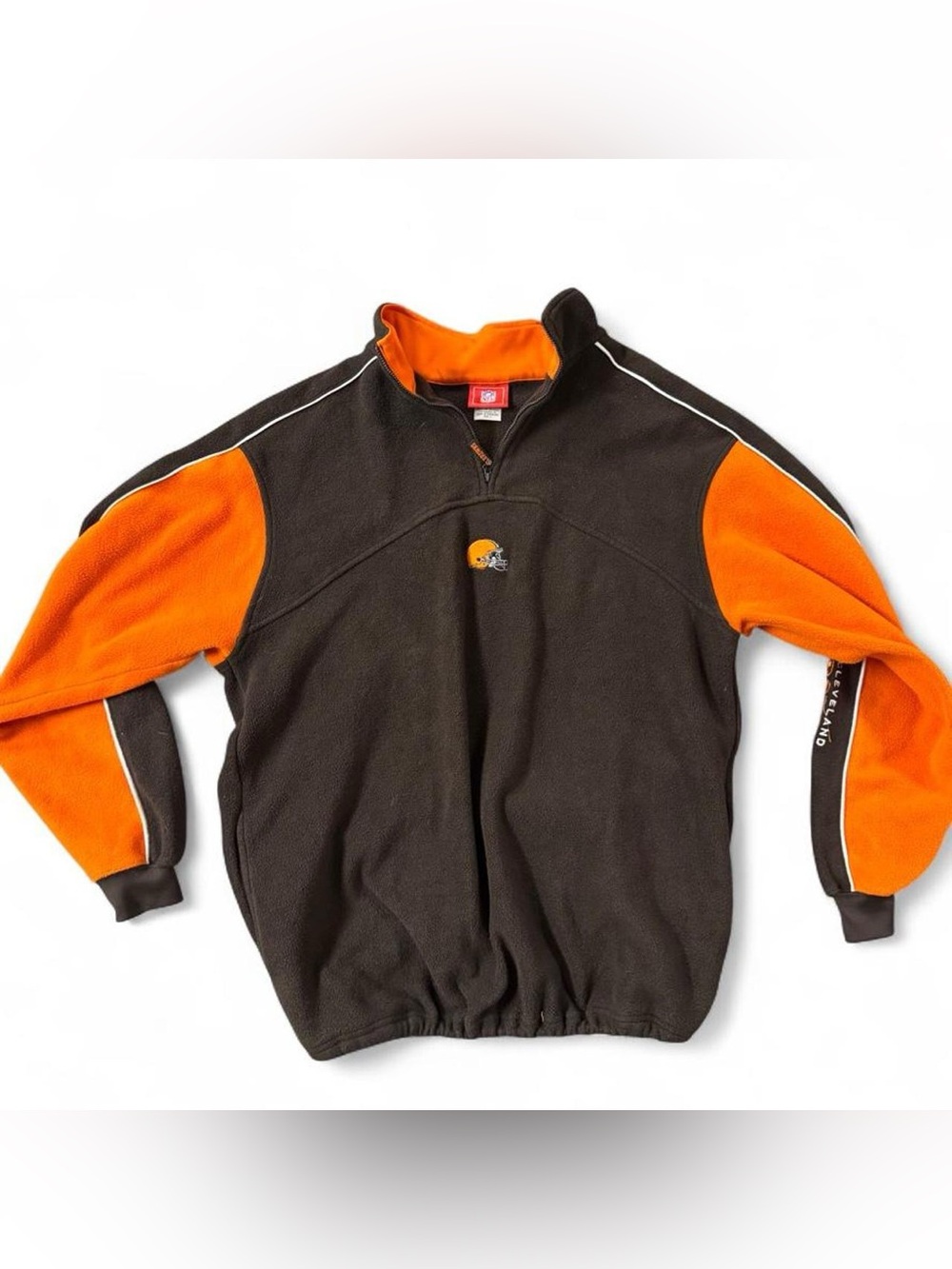 Cleveland Browns NFL Black and Orange Quarter-Zip Pullover Jacket